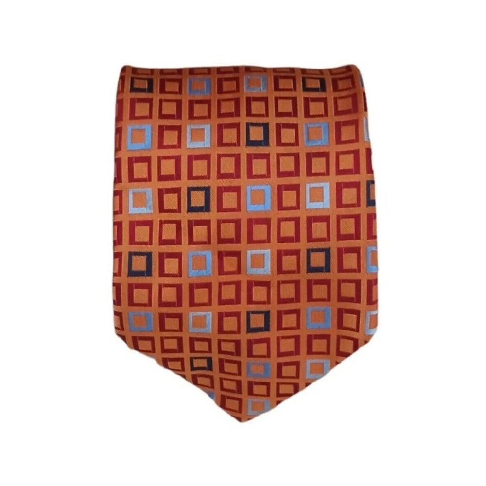 MICHAELIS Orange Geometric Silk Tie ITALY 59"/ 3.7" EC
